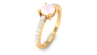 1 CT Rose Quartz Solitaire Promise Ring with Diamond Accent Rose Quartz - ( AAA ) - Quality - Rosec Jewels