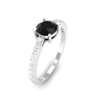 1 Ct Designer Black Onyx Solitaire Promise Ring with Diamond Black Onyx - ( AAA ) - Quality - Rosec Jewels