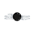 1.25 CT Real Black Diamond Solitaire Gold Double Band Ring with Moissanite Black Diamond - ( AAA ) - Quality - Rosec Jewels