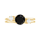 1.25 CT Real Black Diamond Solitaire Gold Double Band Ring with Moissanite Black Diamond - ( AAA ) - Quality - Rosec Jewels