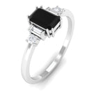 3/4 CT Minimal Black Diamond Solitaire Ring with Diamond Black Diamond - ( AAA ) - Quality - Rosec Jewels