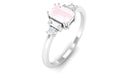 Natural Rose Quartz Solitaire Ring with Diamond Side Stones Rose Quartz - ( AAA ) - Quality - Rosec Jewels