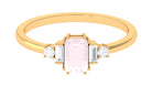 Natural Rose Quartz Solitaire Ring with Diamond Side Stones Rose Quartz - ( AAA ) - Quality - Rosec Jewels