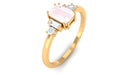 Natural Rose Quartz Solitaire Ring with Diamond Side Stones Rose Quartz - ( AAA ) - Quality - Rosec Jewels