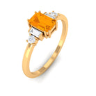 3/4 CT Fire Opal Solitaire Engagement Ring with Diamond Fire Opal - ( AAA ) - Quality - Rosec Jewels