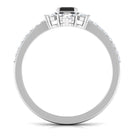 Emerald Cut Created Black Diamond Halo Engagement Ring with Diamond Lab Created Black Diamond - ( AAAA ) - Quality - Rosec Jewels