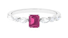 3/4 CT Real Pink Tourmaline Solitaire Ring with Diamond Side Stones Pink Tourmaline - ( AAA ) - Quality - Rosec Jewels