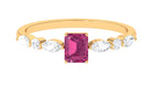 3/4 CT Real Pink Tourmaline Solitaire Ring with Diamond Side Stones Pink Tourmaline - ( AAA ) - Quality - Rosec Jewels