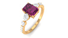 2 CT Classic Rhodolite Solitaire Ring with Moissanite Accent Rhodolite - ( AAA ) - Quality - Rosec Jewels