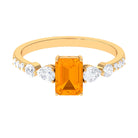 Fire Opal Solitaire Engagement Ring with Moissanite Side Stones Fire Opal - ( AAA ) - Quality - Rosec Jewels