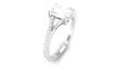 Split Shank Emerald Cut Solitaire Moonstone and Diamond Ring Moonstone - ( AAA ) - Quality - Rosec Jewels