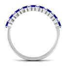 Oval Cut Blue Sapphire and Diamond Half Eternity Ring Blue Sapphire - ( AAA ) - Quality - Rosec Jewels