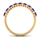 Oval Cut Blue Sapphire and Diamond Half Eternity Ring Blue Sapphire - ( AAA ) - Quality - Rosec Jewels