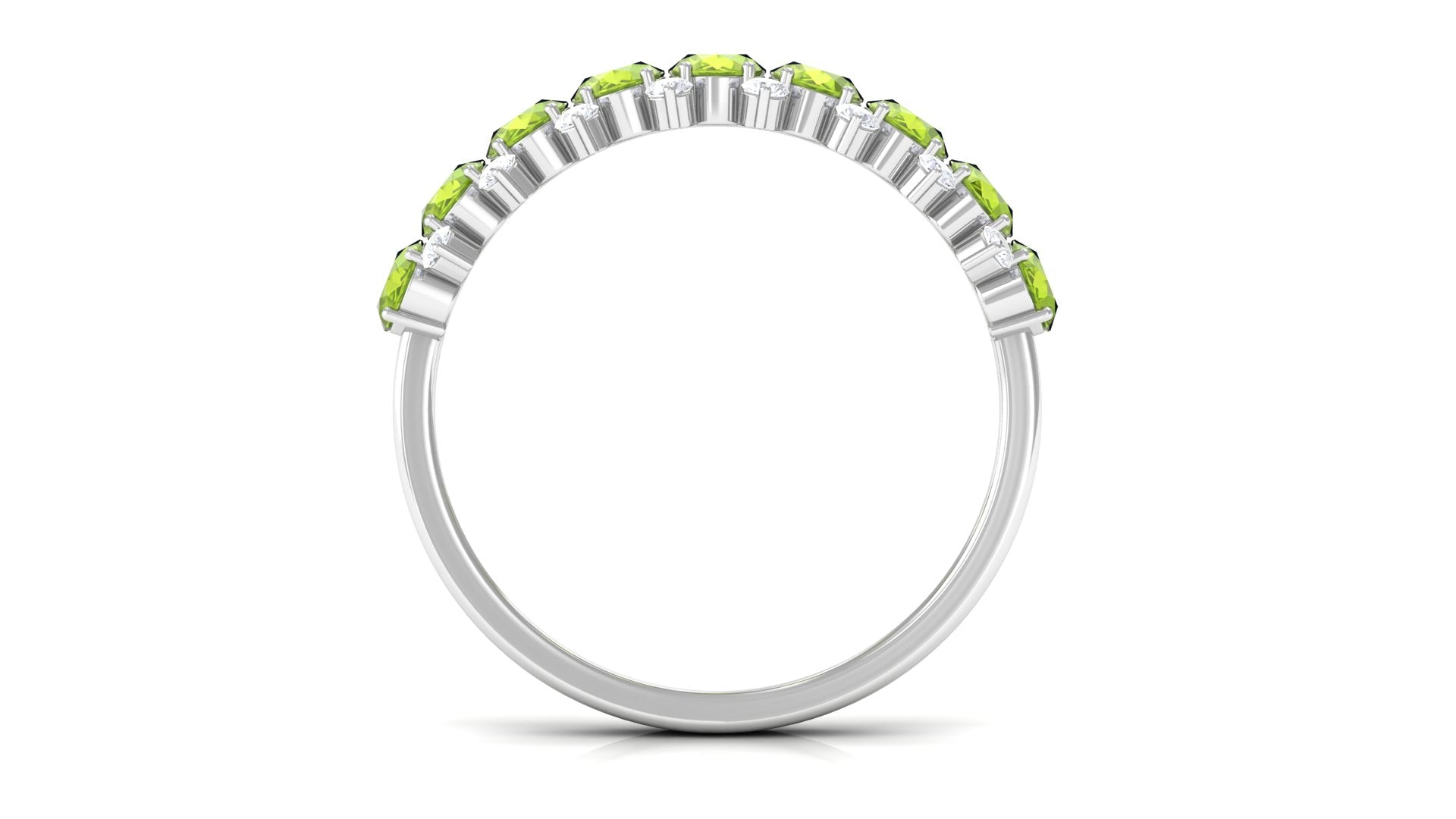 2.25 CT Oval Cut Peridot Half Eternity Ring with Diamond Stones Peridot - ( AAA ) - Quality - Rosec Jewels