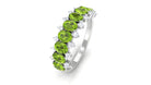 2.25 CT Oval Cut Peridot Half Eternity Ring with Diamond Stones Peridot - ( AAA ) - Quality - Rosec Jewels