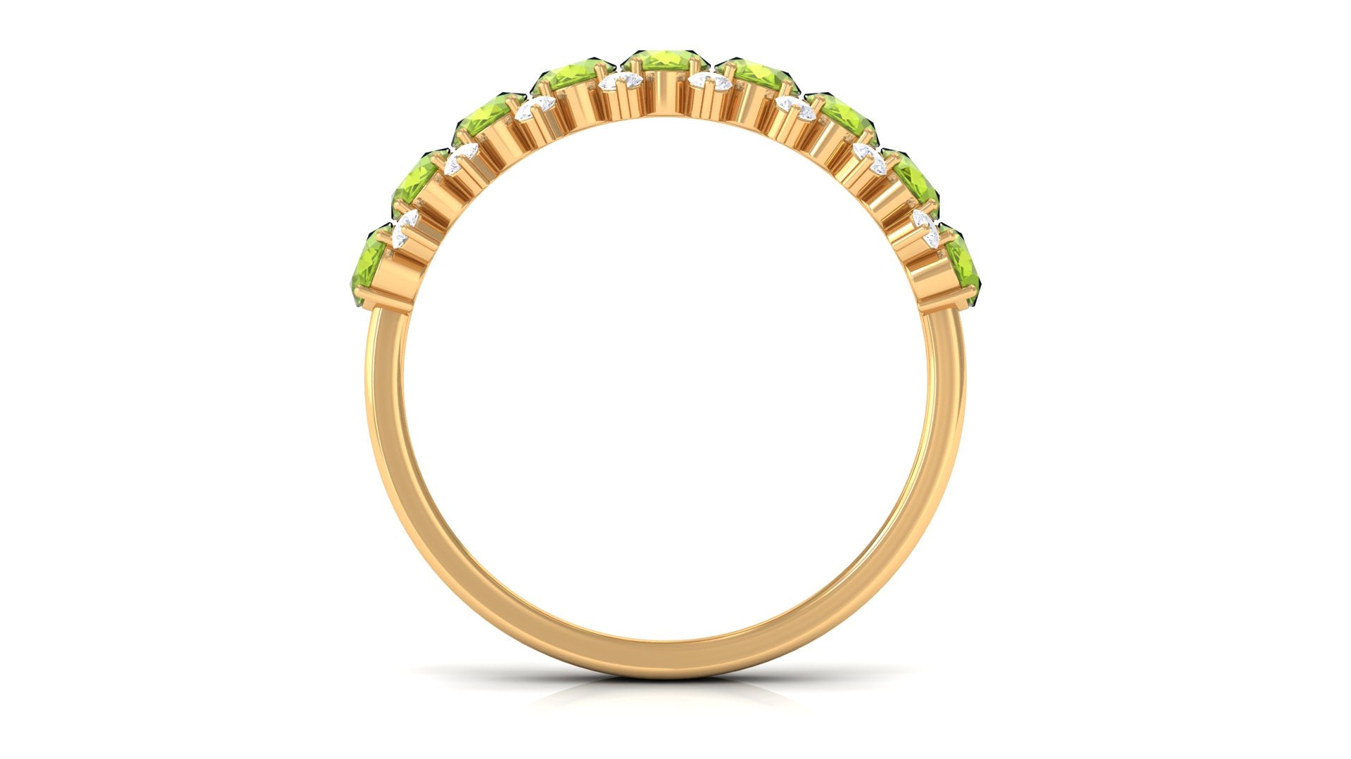 2.25 CT Oval Cut Peridot Half Eternity Ring with Diamond Stones Peridot - ( AAA ) - Quality - Rosec Jewels