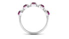 2 CT Natural Rhodolite and Diamond Half Eternity Ring Rhodolite - ( AAA ) - Quality - Rosec Jewels