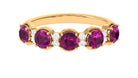 2 CT Natural Rhodolite and Diamond Half Eternity Ring Rhodolite - ( AAA ) - Quality - Rosec Jewels