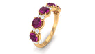 2 CT Natural Rhodolite and Diamond Half Eternity Ring Rhodolite - ( AAA ) - Quality - Rosec Jewels