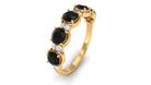 Black Onyx Half Eternity Ring with Diamond Black Onyx - ( AAA ) - Quality - Rosec Jewels