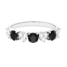 1.50 CT Alternate Black Diamond and Diamond Heart Eternity Ring Black Diamond - ( AAA ) - Quality - Rosec Jewels