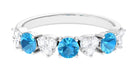 1 CT Swiss Blue Topaz and Diamond Half Eternity Ring Swiss Blue Topaz - ( AAA ) - Quality - Rosec Jewels