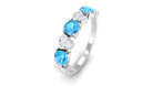 1 CT Swiss Blue Topaz and Diamond Half Eternity Ring Swiss Blue Topaz - ( AAA ) - Quality - Rosec Jewels