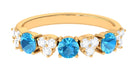 1 CT Swiss Blue Topaz and Diamond Half Eternity Ring Swiss Blue Topaz - ( AAA ) - Quality - Rosec Jewels