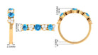 1 CT Swiss Blue Topaz and Diamond Half Eternity Ring Swiss Blue Topaz - ( AAA ) - Quality - Rosec Jewels