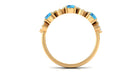 1 CT Swiss Blue Topaz and Diamond Half Eternity Ring Swiss Blue Topaz - ( AAA ) - Quality - Rosec Jewels