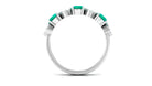 Alternate Emerald and Pave Diamond Heart Half Eternity Ring Emerald - ( AAA ) - Quality - Rosec Jewels