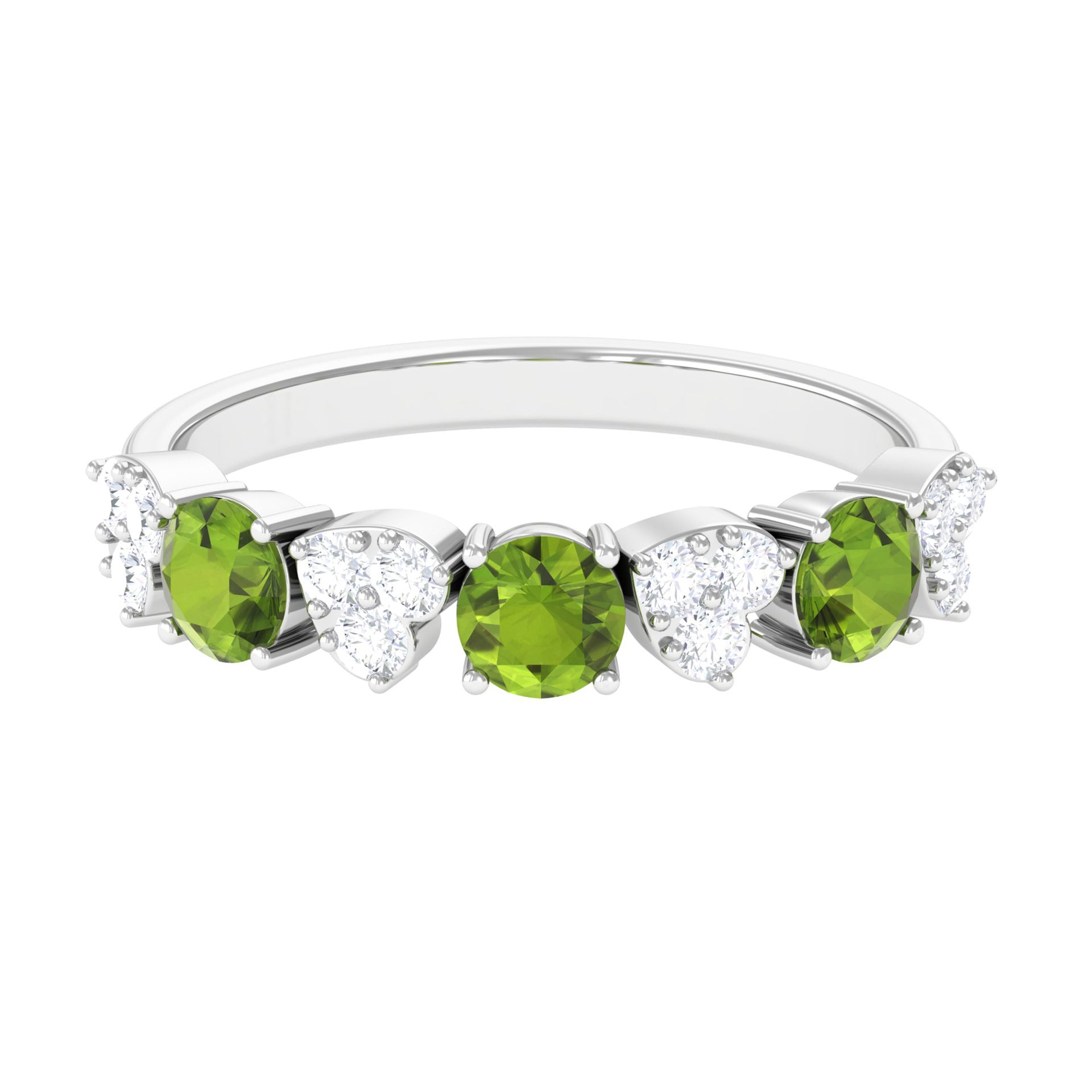 Peridot and Diamond Heart Shape Alternate Eternity Ring Peridot - ( AAA ) - Quality - Rosec Jewels