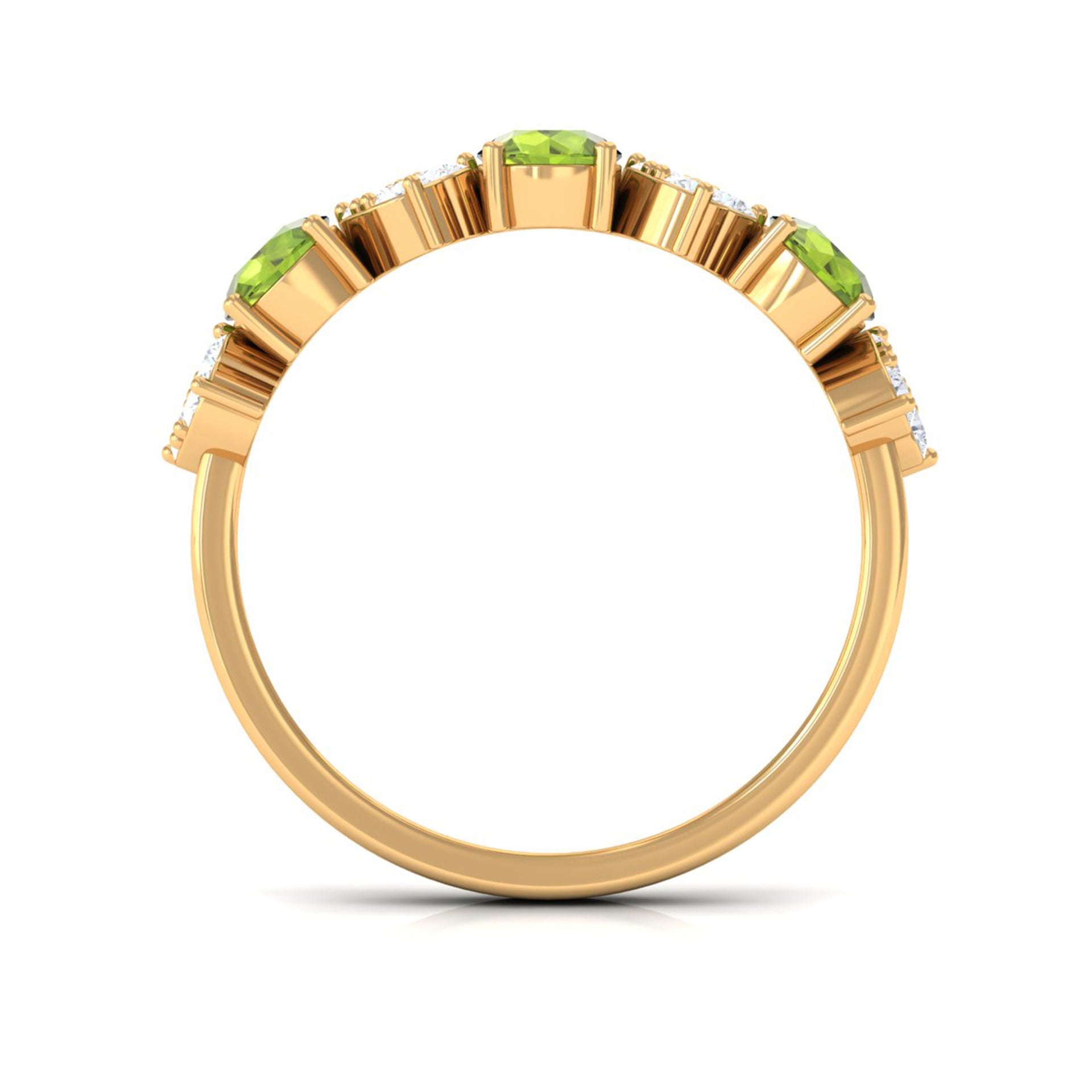 Peridot and Diamond Heart Shape Alternate Eternity Ring Peridot - ( AAA ) - Quality - Rosec Jewels