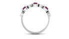 1.50 CT Rhodolite and Diamond Heart Shape Alternate Eternity Ring Rhodolite - ( AAA ) - Quality - Rosec Jewels