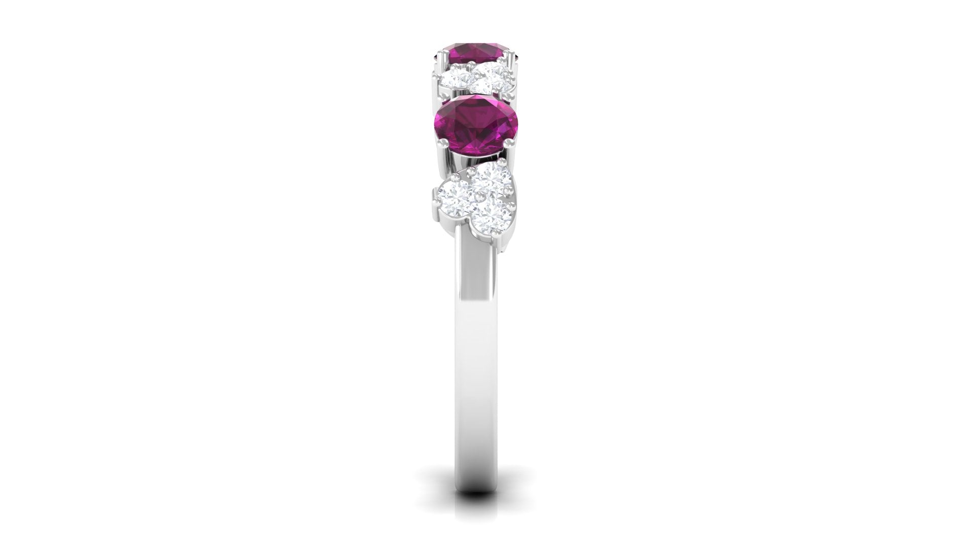 1.50 CT Rhodolite and Diamond Heart Shape Alternate Eternity Ring Rhodolite - ( AAA ) - Quality - Rosec Jewels