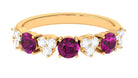 1.50 CT Rhodolite and Diamond Heart Shape Alternate Eternity Ring Rhodolite - ( AAA ) - Quality - Rosec Jewels