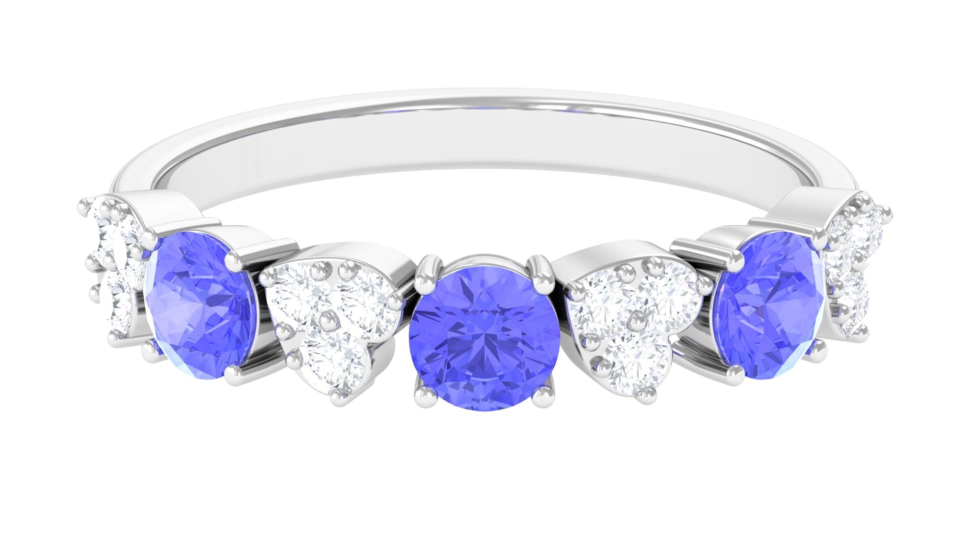 Natural Tanzanite Half Eternity Ring Tanzanite - ( AAA ) - Quality - Rosec Jewels