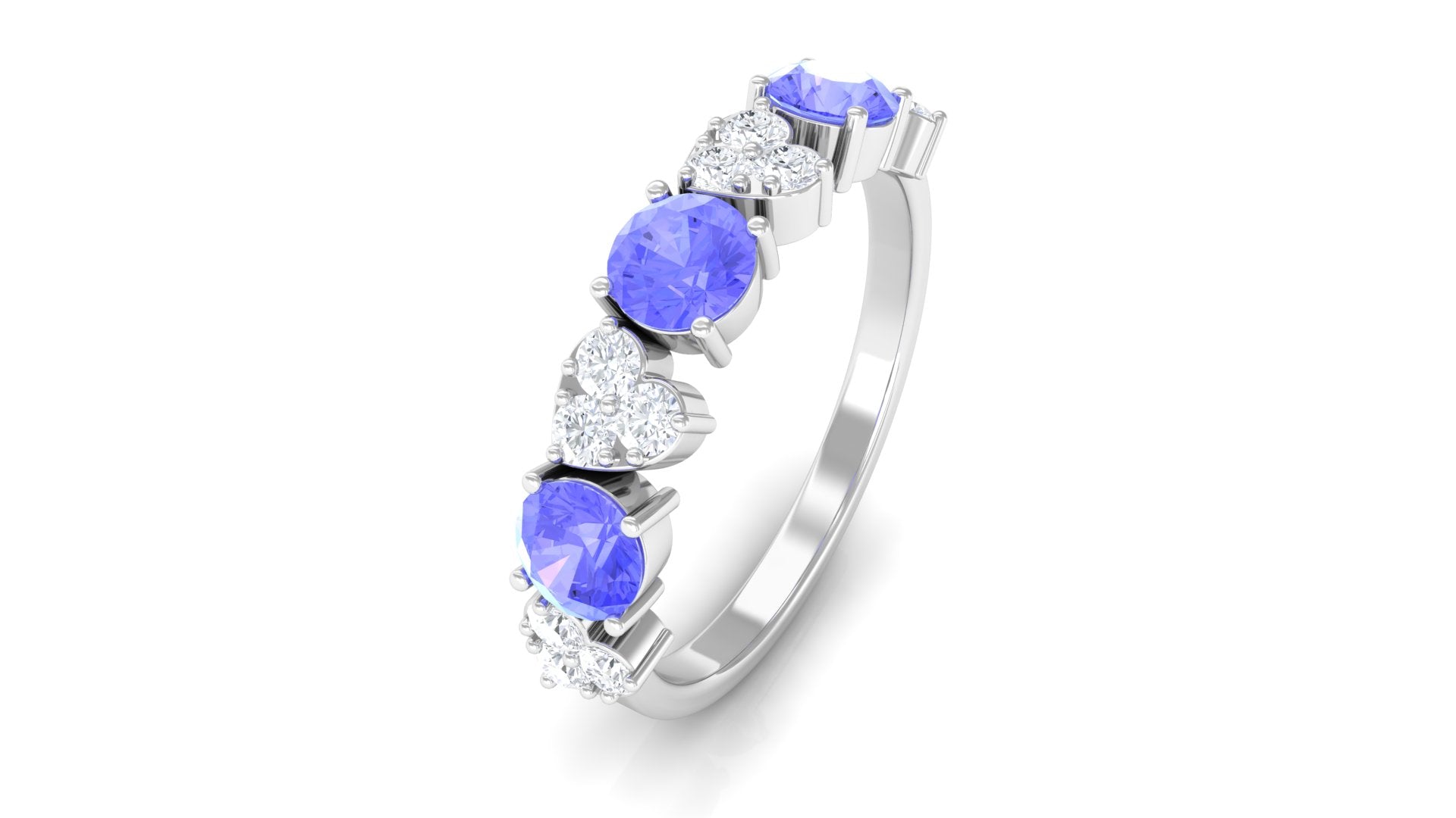 Natural Tanzanite Half Eternity Ring Tanzanite - ( AAA ) - Quality - Rosec Jewels