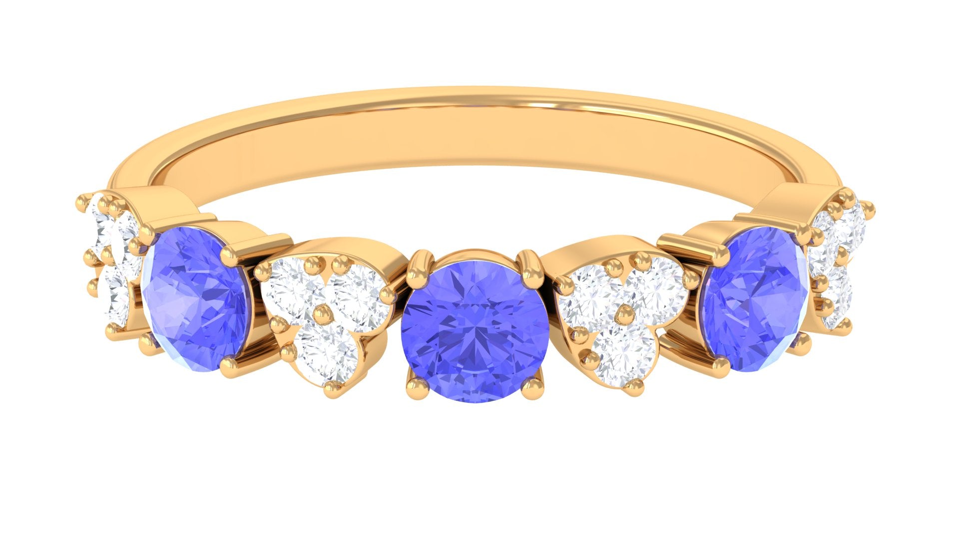 Natural Tanzanite Half Eternity Ring Tanzanite - ( AAA ) - Quality - Rosec Jewels