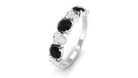 1.50 CT Alternate Black Spinel and Diamond Half Eternity Ring Black Spinel - ( AAA ) - Quality - Rosec Jewels