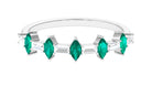 1 CT Emerald and Diamond Alternate Half Eternity Ring Emerald - ( AAA ) - Quality - Rosec Jewels