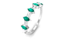 1 CT Emerald and Diamond Alternate Half Eternity Ring Emerald - ( AAA ) - Quality - Rosec Jewels