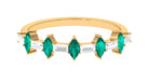 1 CT Emerald and Diamond Alternate Half Eternity Ring Emerald - ( AAA ) - Quality - Rosec Jewels