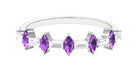 Amethyst and Diamond Alternate Half Eternity Ring Amethyst - ( AAA ) - Quality - Rosec Jewels