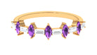 Amethyst and Diamond Alternate Half Eternity Ring Amethyst - ( AAA ) - Quality - Rosec Jewels