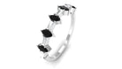 Black Onyx and Diamond Alternate Half Eternity Ring Black Onyx - ( AAA ) - Quality - Rosec Jewels