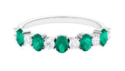 Genuine Emerald and Diamond Alternate Semi Eternity Ring Emerald - ( AAA ) - Quality - Rosec Jewels