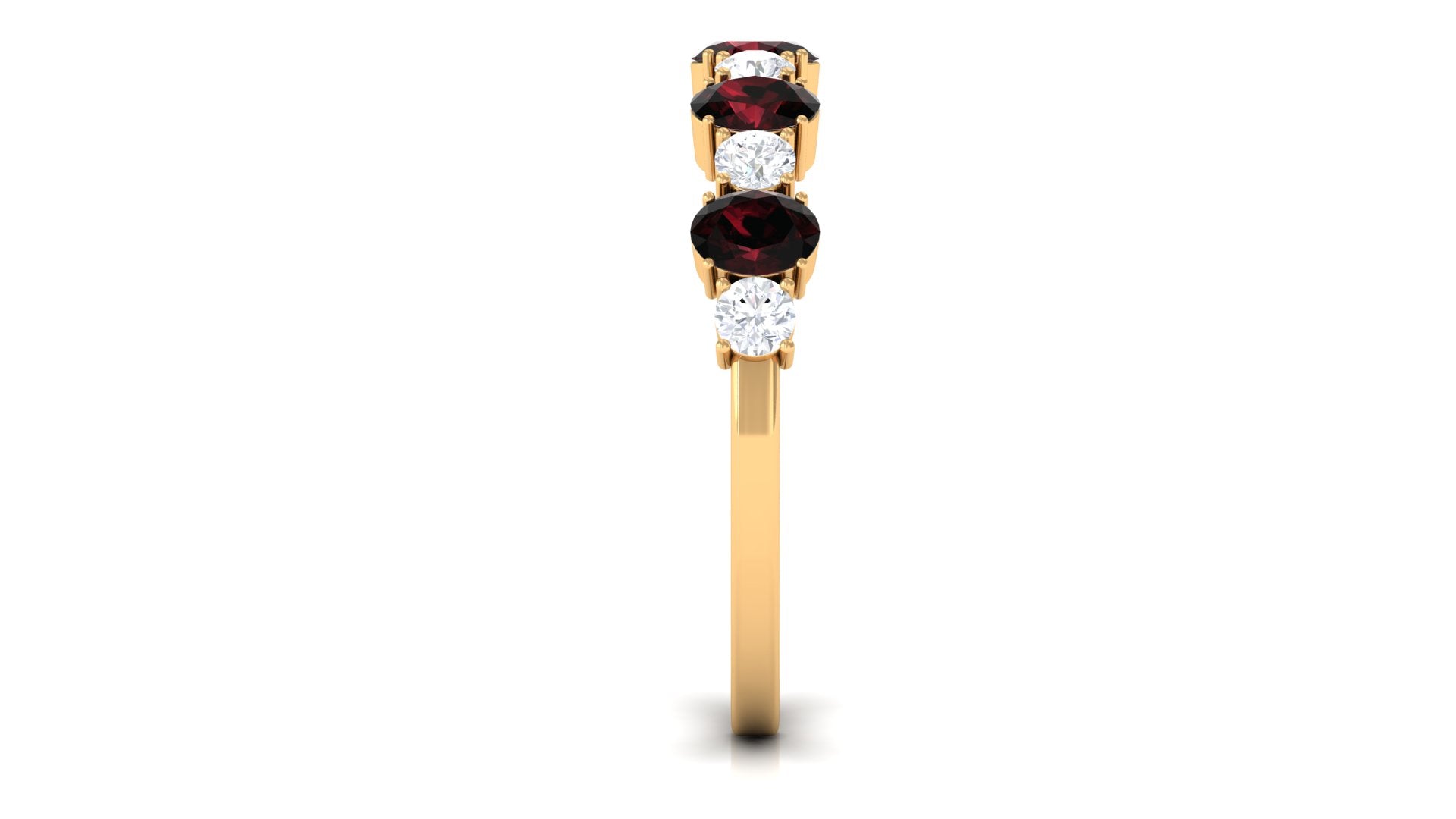 1.25 Carat Oval Garnet Half Eternity Band with Diamond Garnet - ( AAA ) - Quality - Rosec Jewels