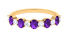 Oval Amethyst and Diamond Alternate Half Eternity Ring Amethyst - ( AAA ) - Quality - Rosec Jewels