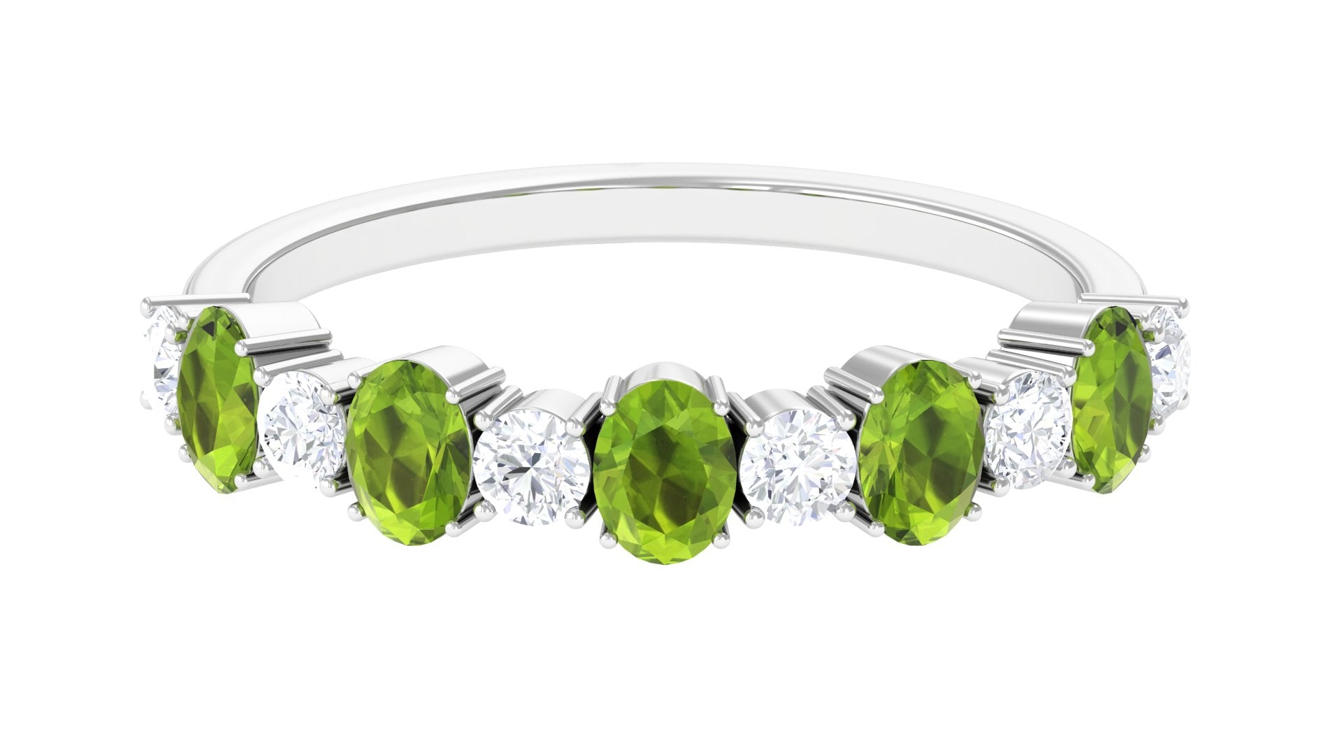 1.50 CT Alternate Peridot and Diamond Half Eternity Ring Peridot - ( AAA ) - Quality - Rosec Jewels